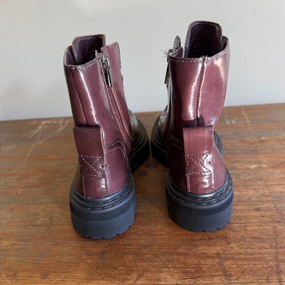 Vince Camuto Popinta Combat Boots Women’s 6.5 M (37) Burgundy Leather Punk Grung - Picture 5 of 12